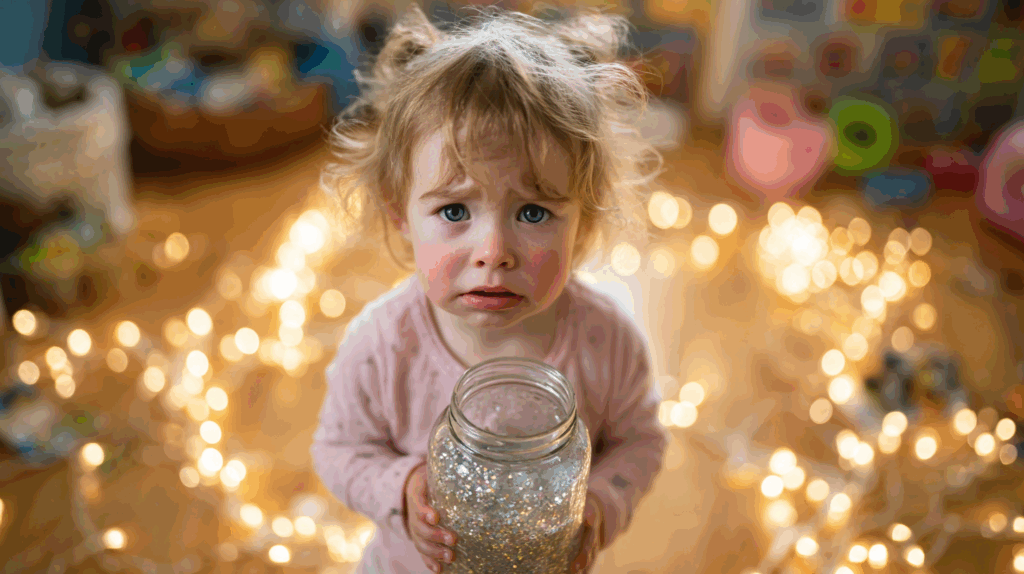 the emotional jar metaphor a young emotional girl holding a clear jar and looking up at the camera